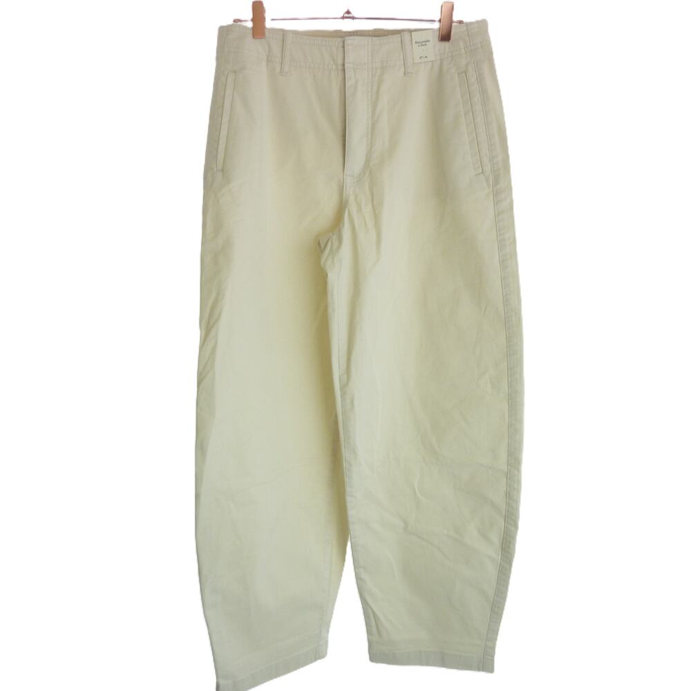 NWT Abercrombie & Fitch Cream Wide Leg Minimalist Pants 27